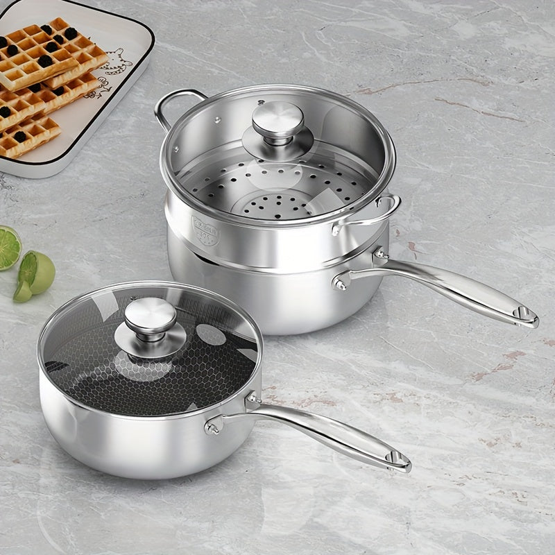 Stainless Steel Saucepan No Coating Dishwasher Safe for Noodles and Kids Meals