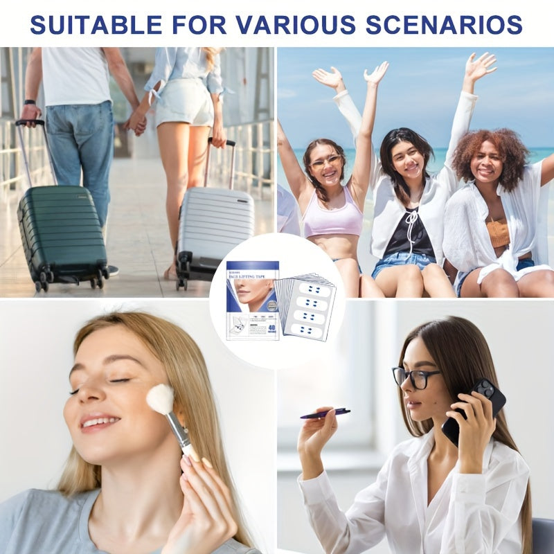 Ko'zlar, jag' va bo'yin uchun yuzni ko'tarish lentasi, suv o'tkazmaydigan, teriga do'st, yengil bej