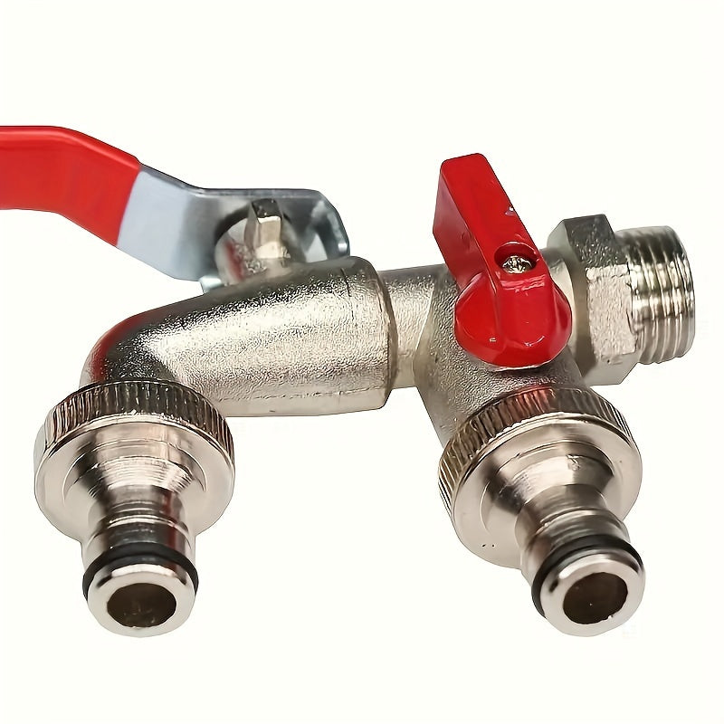 304 Stainless Steel Rustic Dual-Outlet Garden Hose Faucet Single Hole Mount