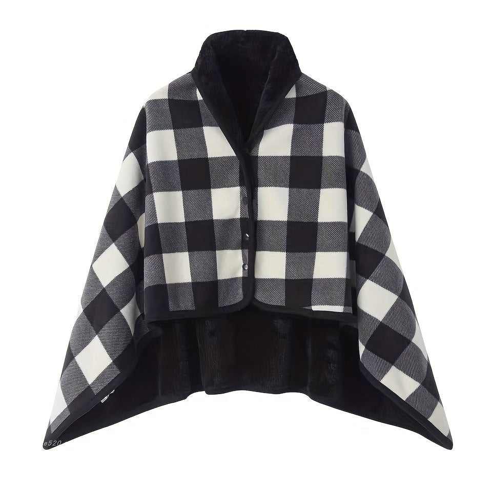 Plaid Polar Fleece Shawl Blanket for Autumn Winter Lounge and Office Use