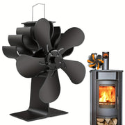 Portable 5-Blade Wood Stove Fan Heat Powered No Electricity Heating Cooling Gift