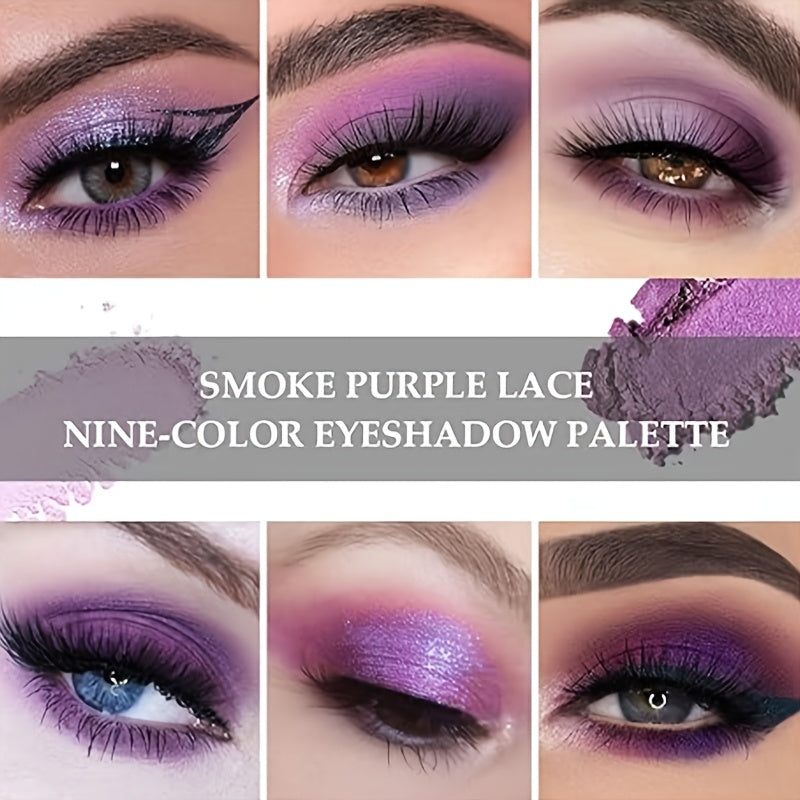 Women Glitter Eyeshadow Palette Purple Pink Baked Long Lasting Waterproof