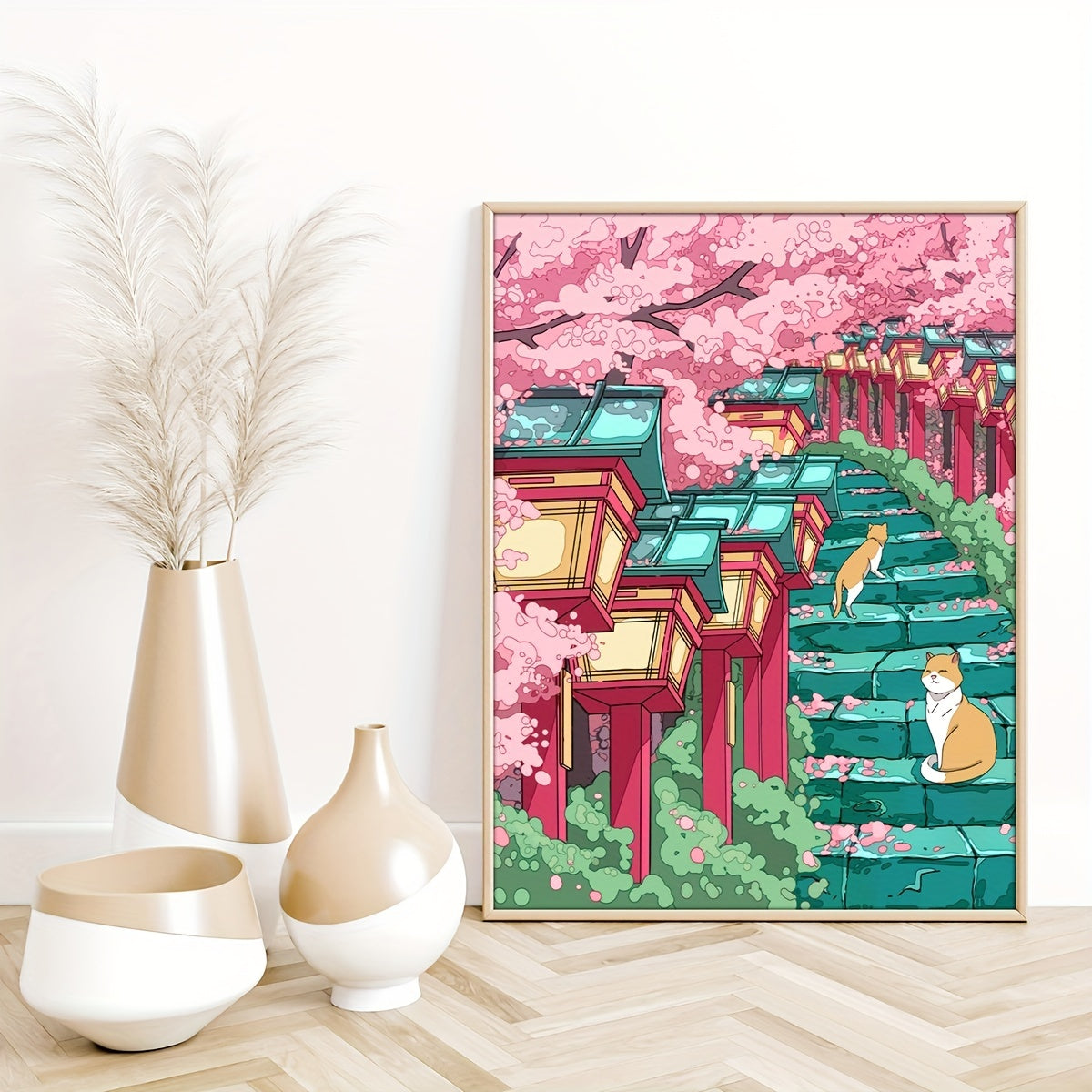 Japanese Sakura Anime Wall Art Set for Preppy Room Decor Canvas Posters