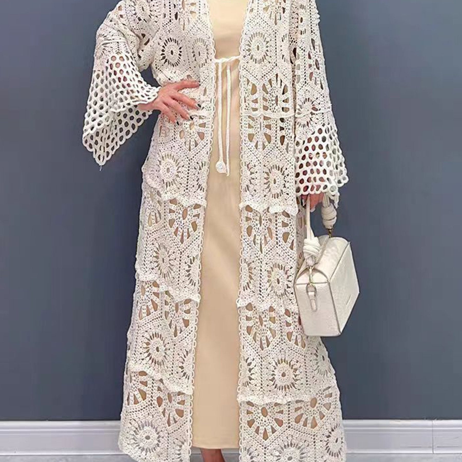 Cárdigan de punto suelto para mujer, de color sólido, semi-translúcido, de algodón y poliéster, casual, para todas las estaciones