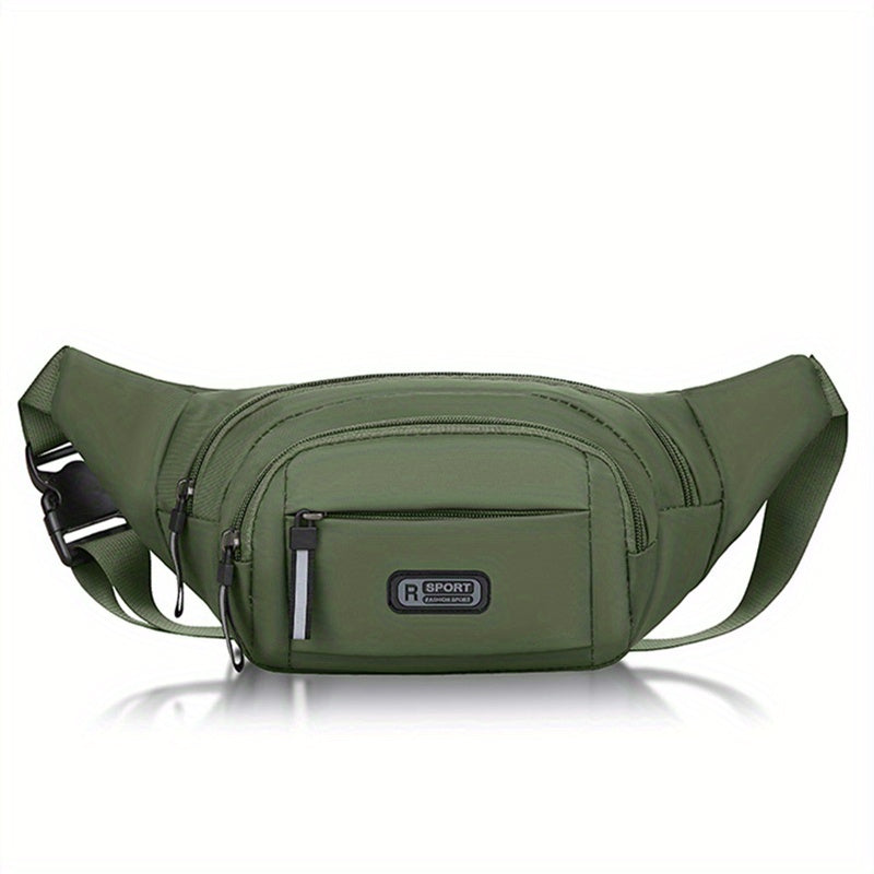 Men's Black Water-Resistant Sports Waist Pack with Phone Pouch Adjustable Strap