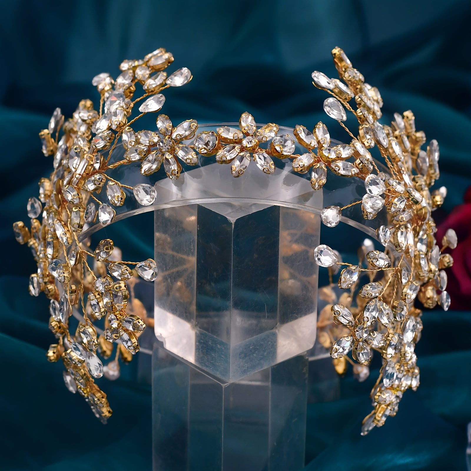 Boho-Chic Rhinestone Flower Headband Vintage Inspired Hair Accessory for Women Weddings