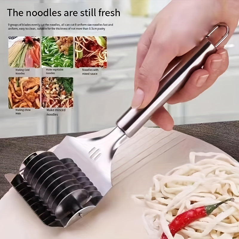 Stainless Steel Manual Noodle Cutter and Press Kitchen Tool with Rolling Pin