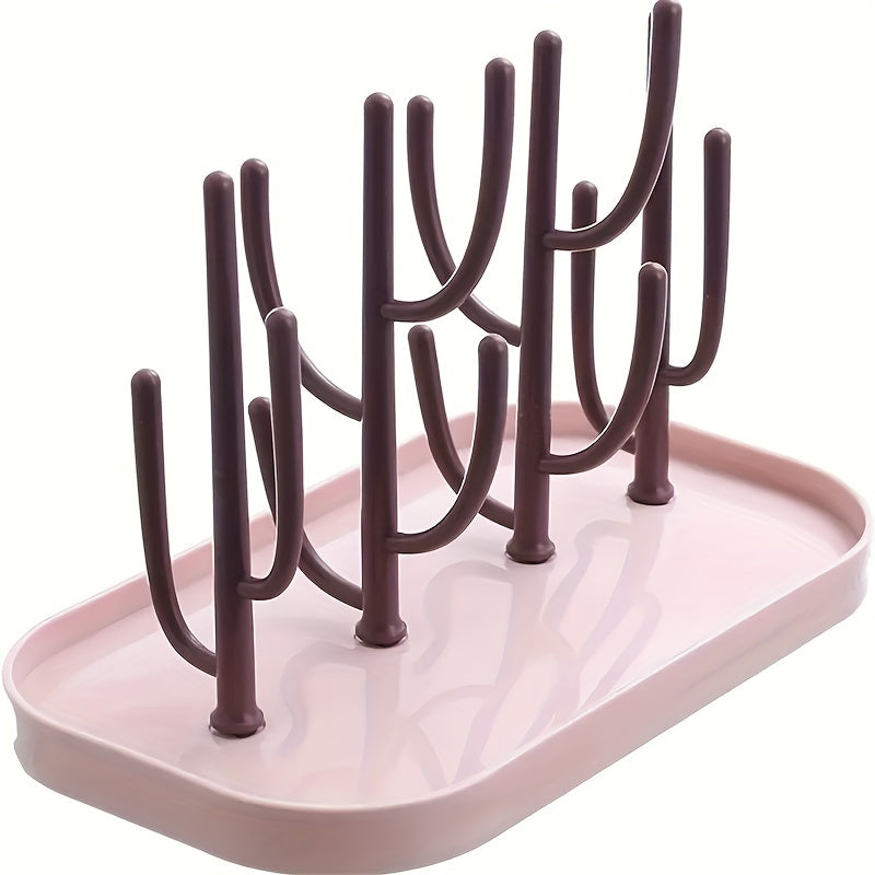 Baby Bottle-Shaped Tree Milk Drying Rack with Dust Proof Cover Kitchen Drying Organizer