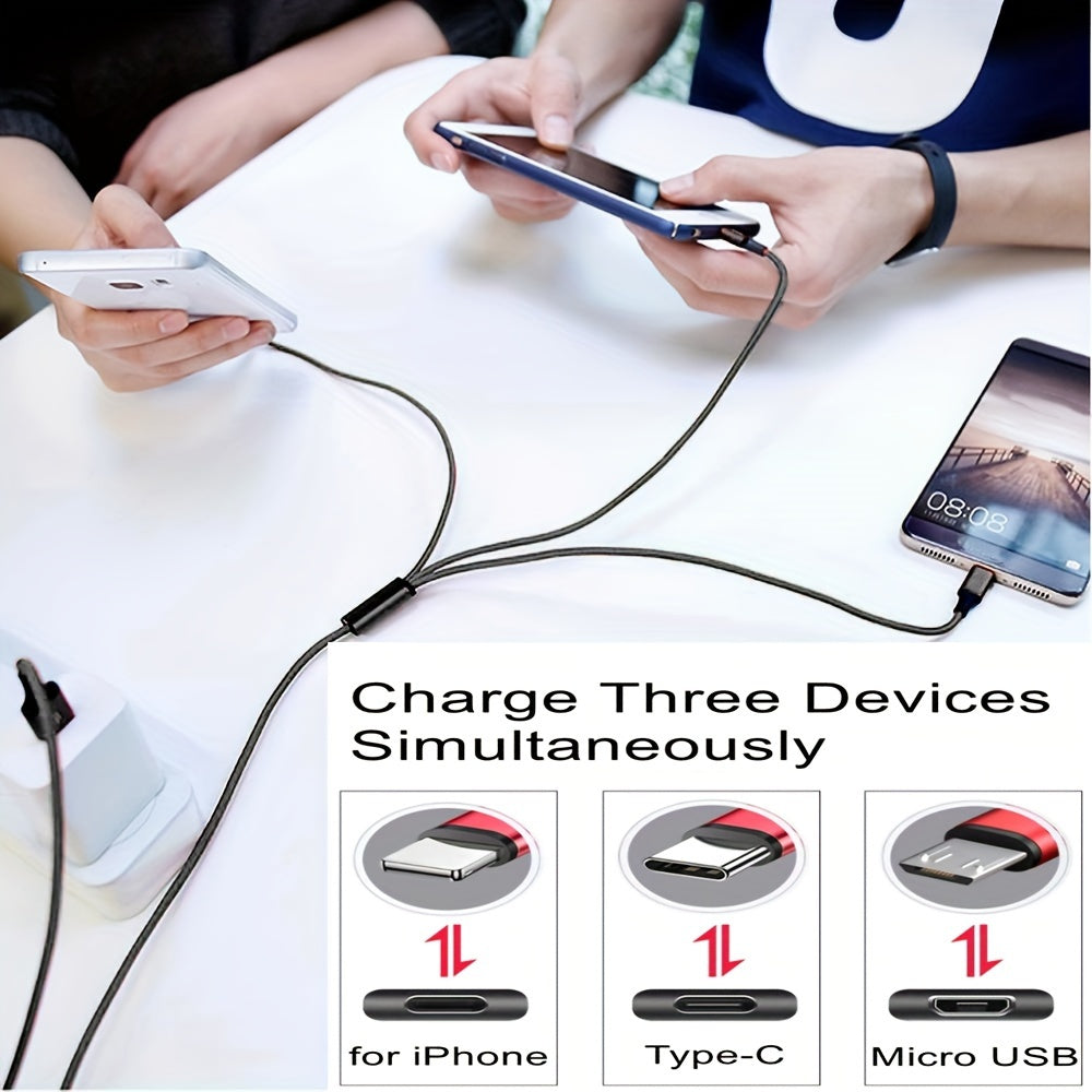 Nylon Woven Fast Charging Cable for iPhone, Type-C, Micro USB Devices