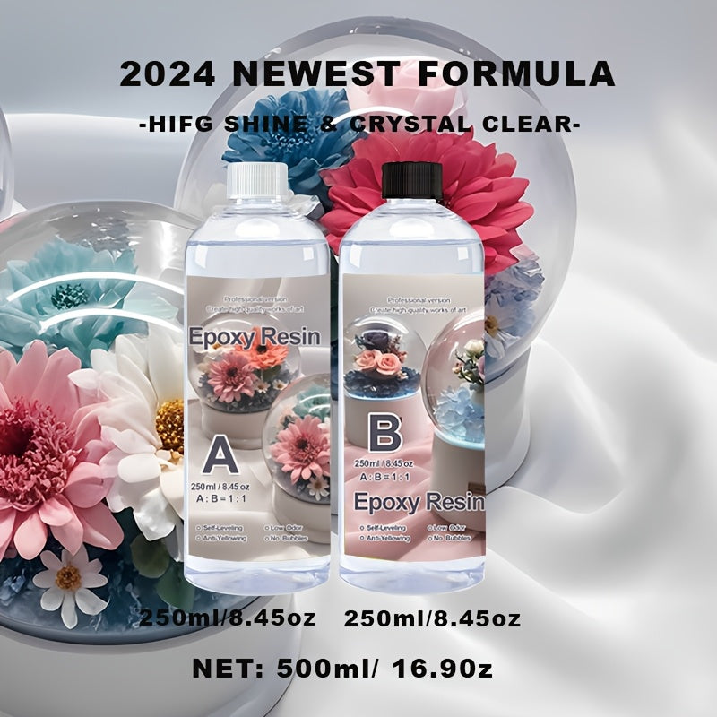 Kit de resina epoxi transparente de 16 oz para manualidades, joyería, decoración del hogar, a prueba de agua, curado rápido