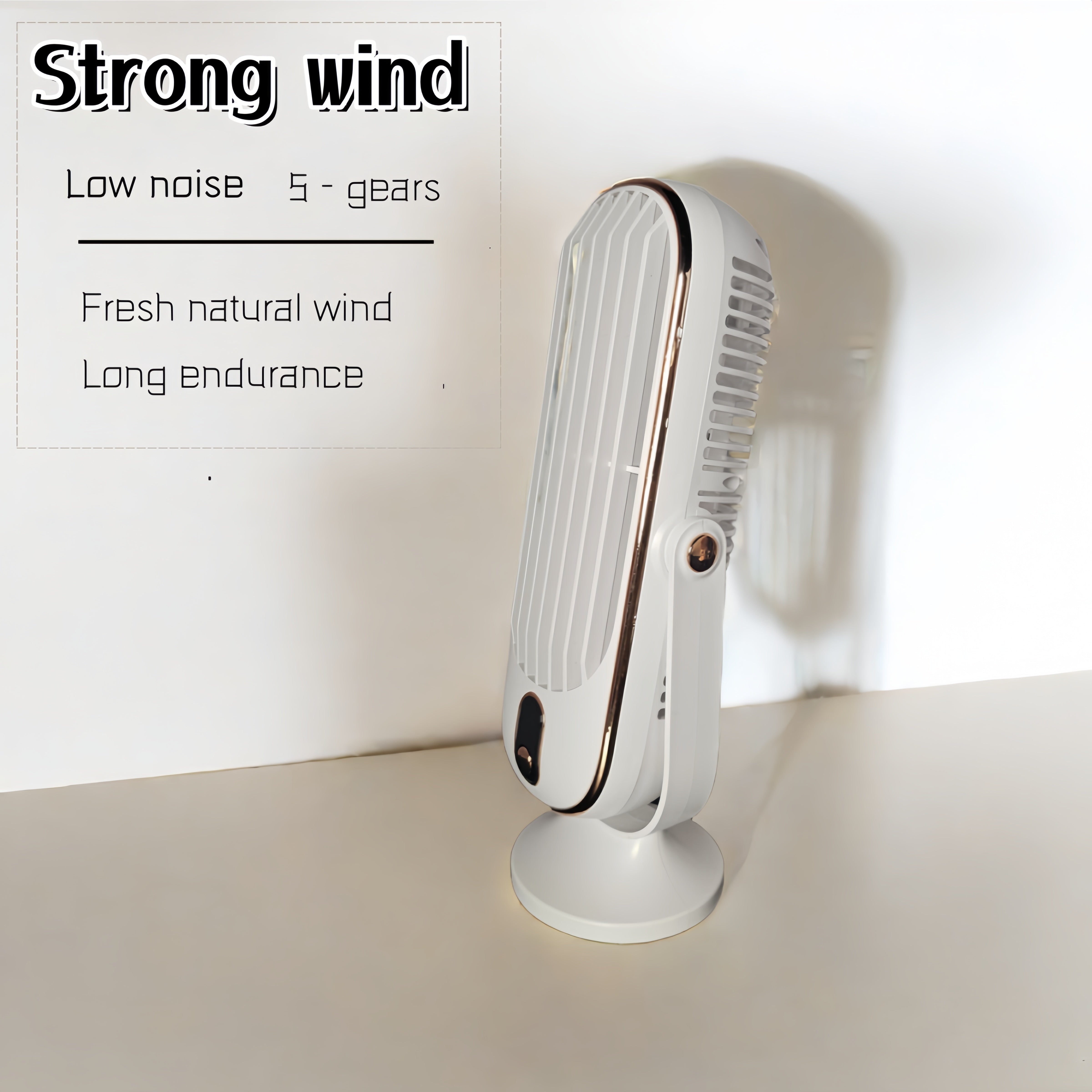 2023 Меҳмонхона ва Офис учун десктоп тури вентилятор USB қайта зарядланадиган 5 тезликда совутиш