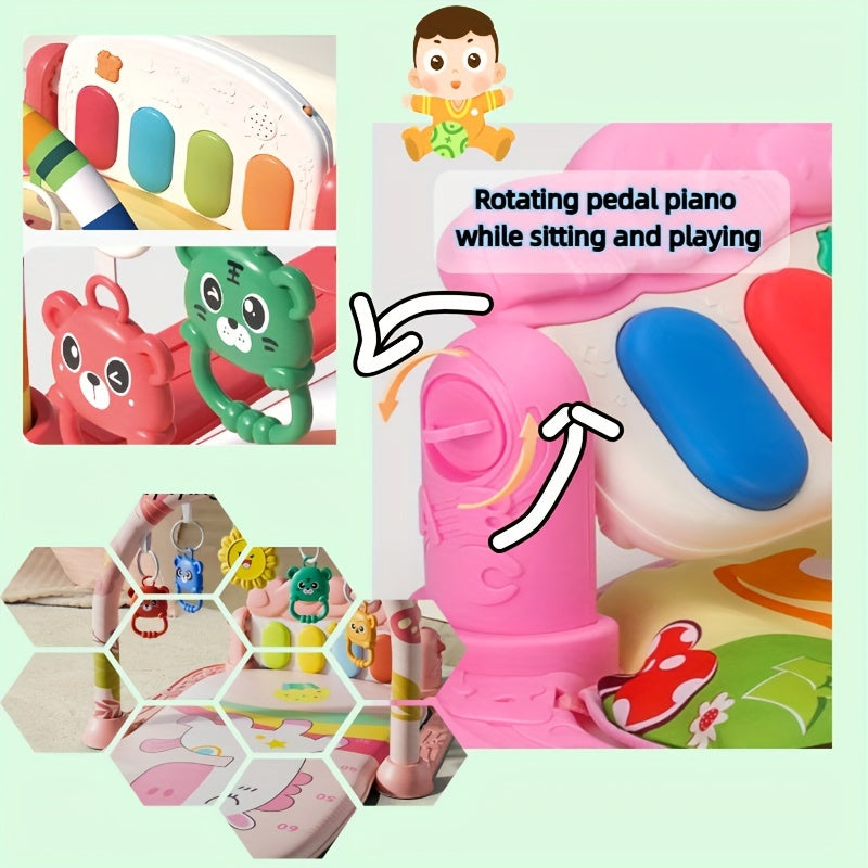 Educational Play Mat for Kids with Musical Keys and Hanging Toys Polyester Colorful
