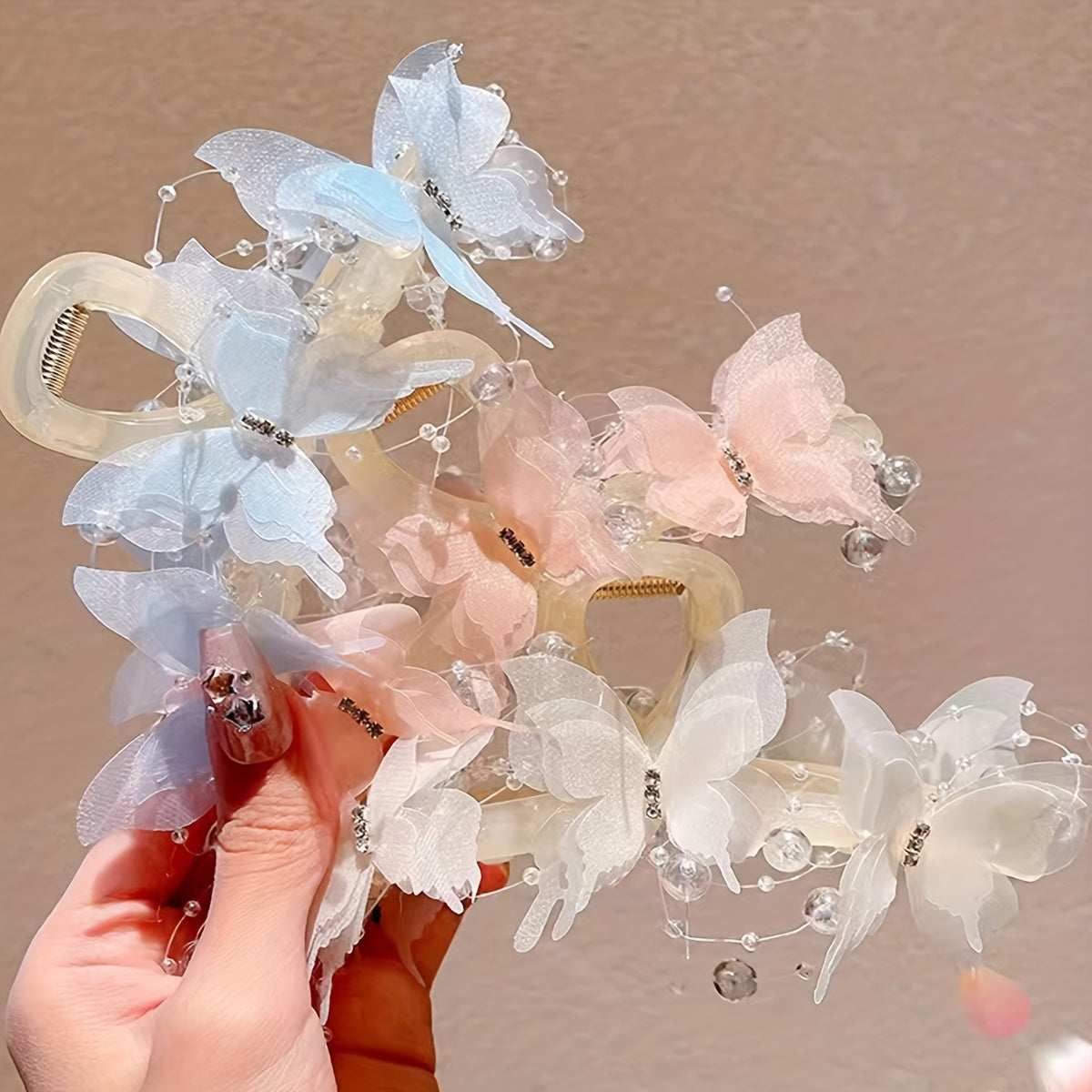 Large Plastic Butterfly Hair Clip for Women and Teens Elegant Solid Color Style