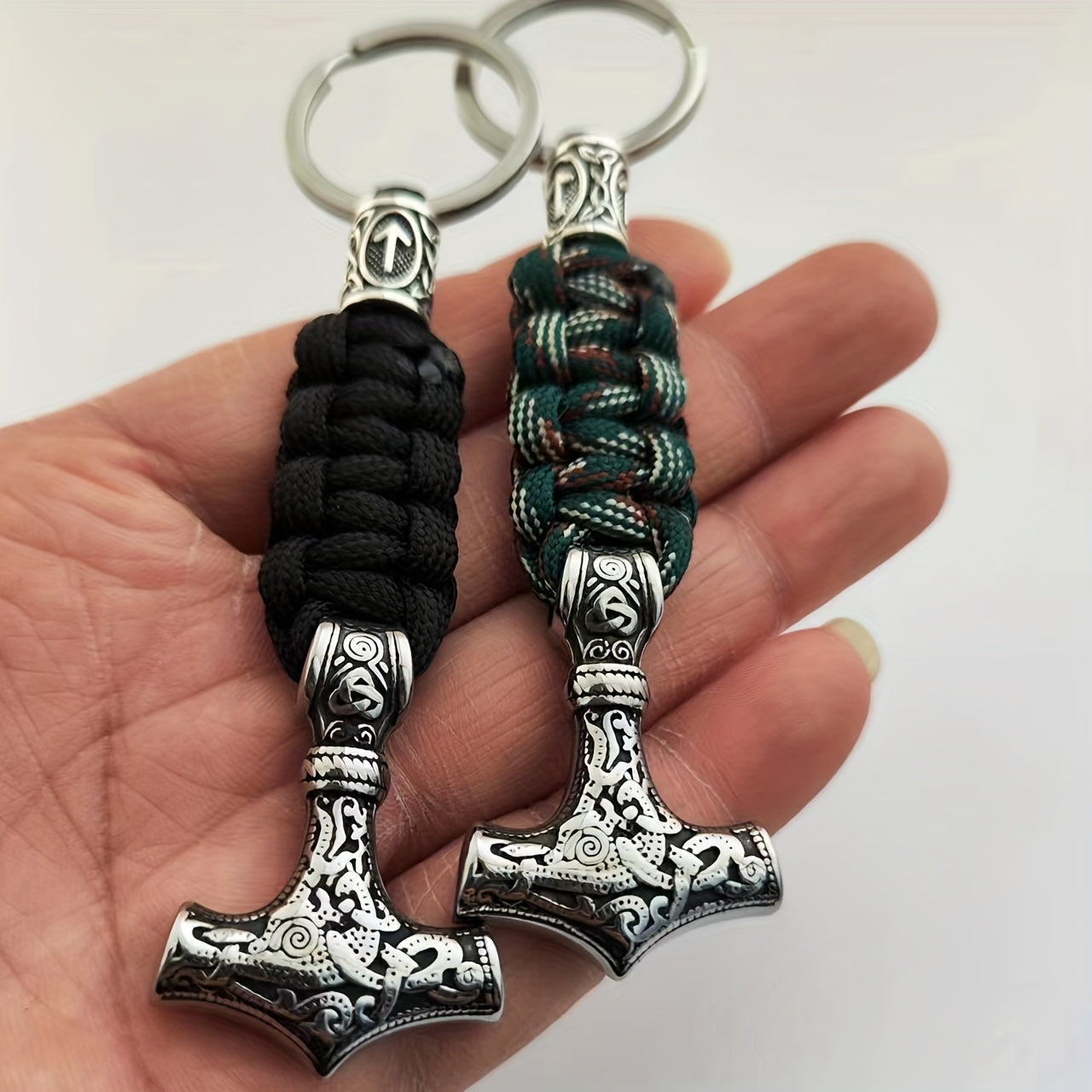Handmade Viking Thor's Hammer Keychain Metal Norse Mythology Gift