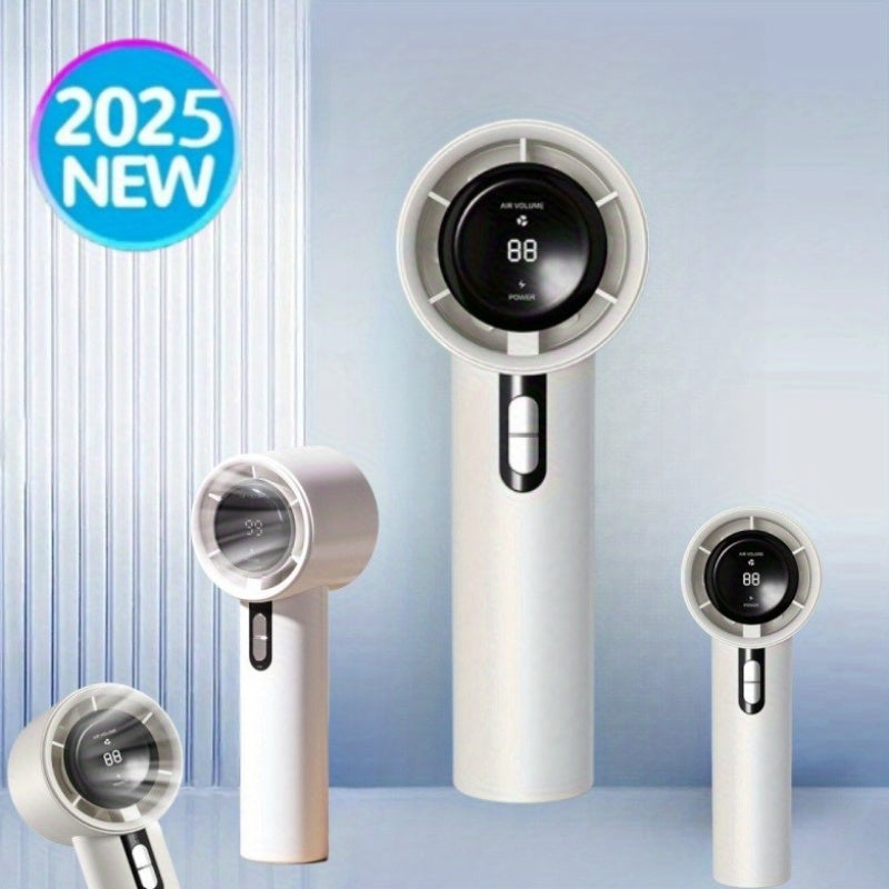 Rechargeable handheld fan with USB charging LCD display durable for research and travel