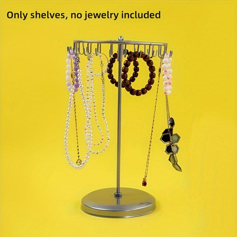 Крутящаяся витрина для украшений для ожерелий, браслетов и серег, черный металл