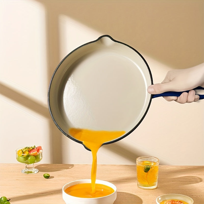 Cast Iron Skillet 26cm Non-Stick Flat Bottom Saute Pan with Handle