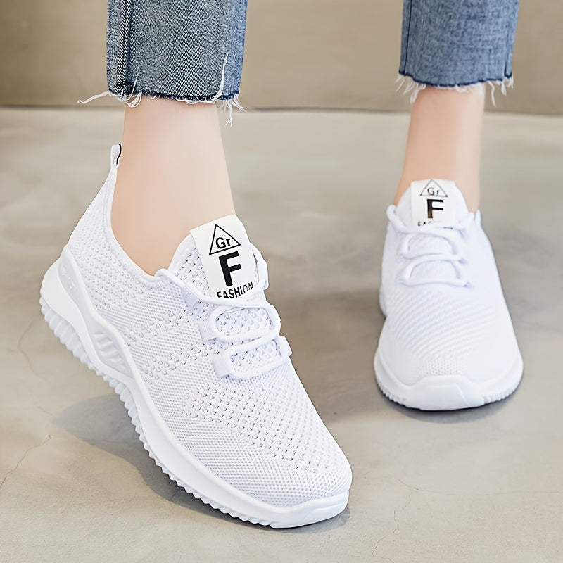 Women's Casual Sneakers Low Top Lace-Up All-Season Solid Color Fabric Upper Rubber Sole