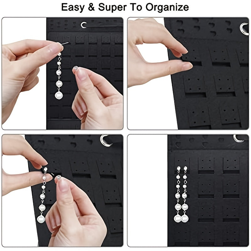 Large Capacity Hanging Earring Organizer for Women and Girls Holds 300 Pairs Black