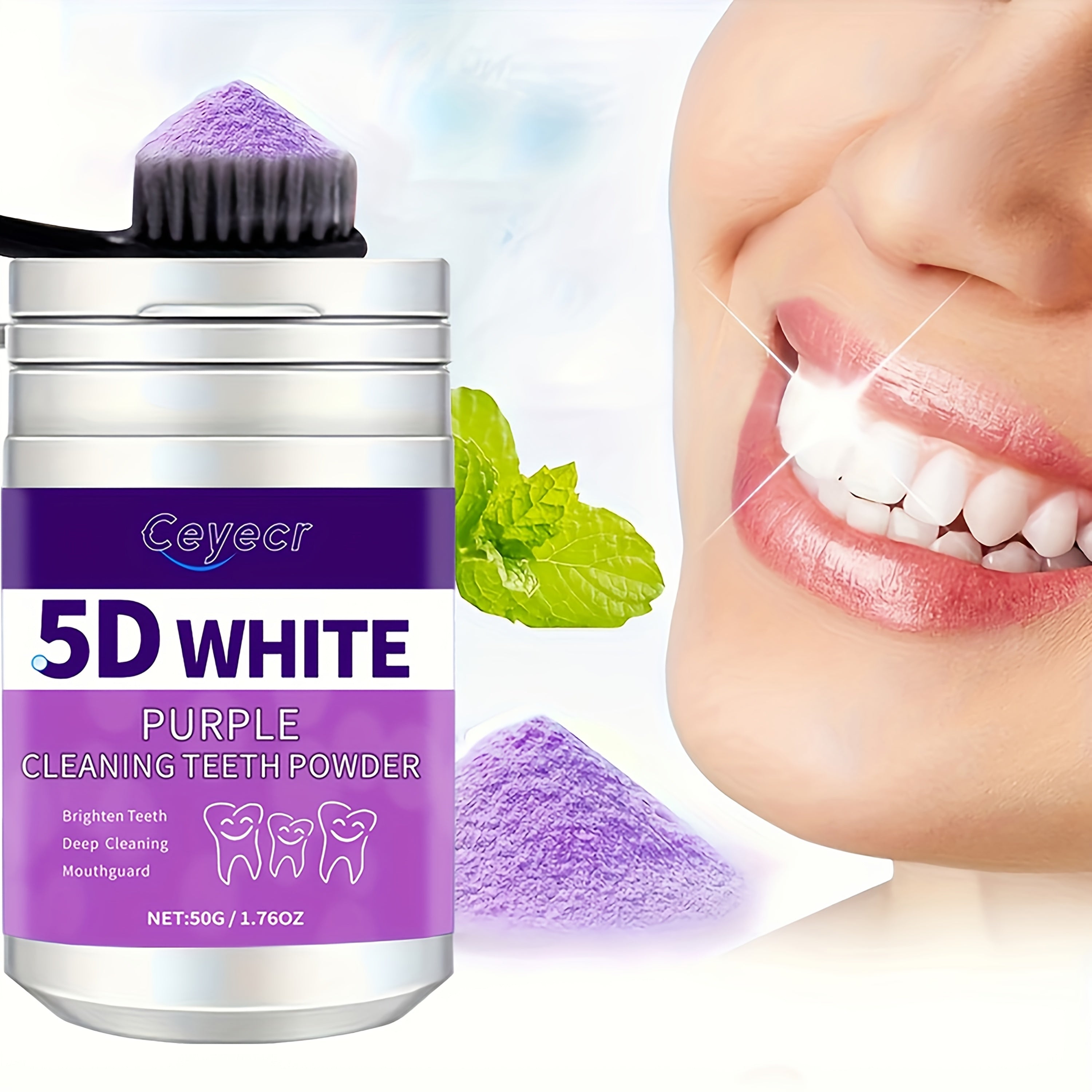 Teeth Whitening Powder for Men and Women 50g Deep Cleaning Purple Pearl Formula
