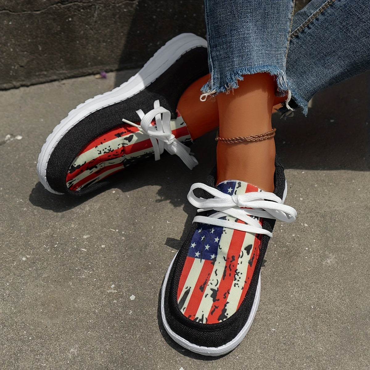 Women's Canvas Flat Sneakers Casual Low Top Loafers Lightweight Shoes