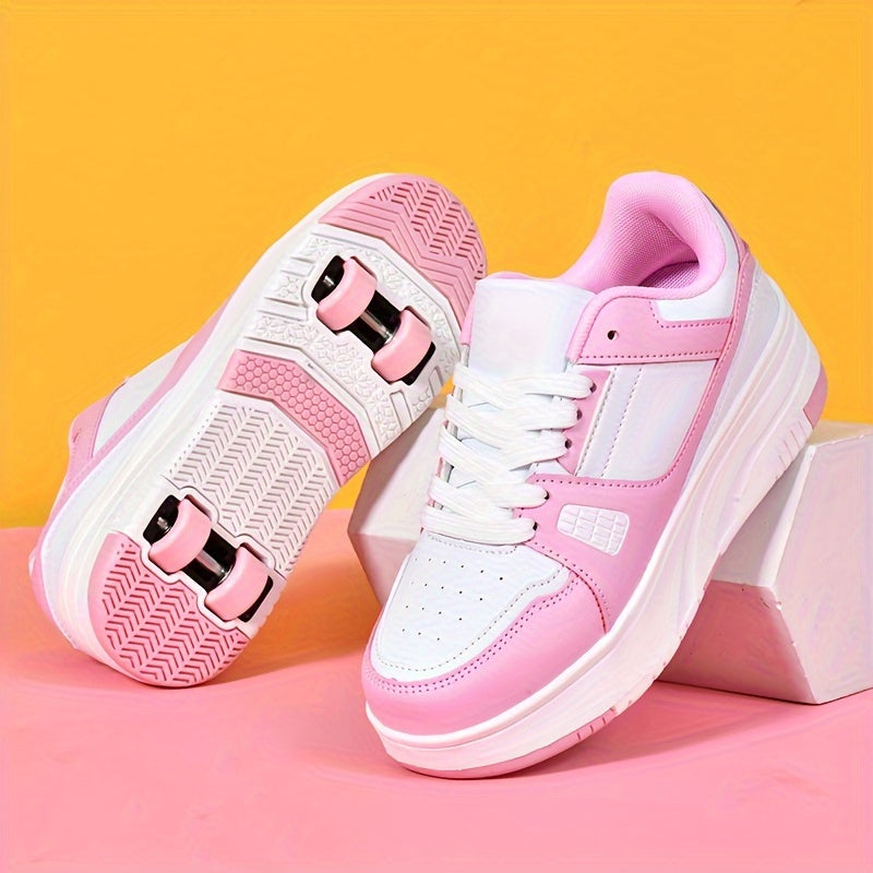 Girls' Girls' Fashion Roller Skates with Detachable Wheels Breathable Waterproof PU Upper Adjustable Lace-Up All-Season