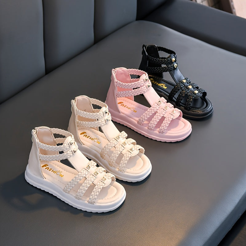 Girls Open-Toe Sandals with Non-Slip Rubber Sole for Beach Holiday