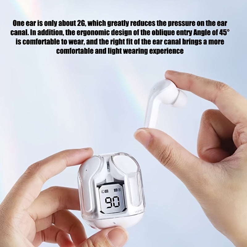 2024 Wireless In-Ear Headphones with Multi-Color Semi-Transparent Design and LED Display