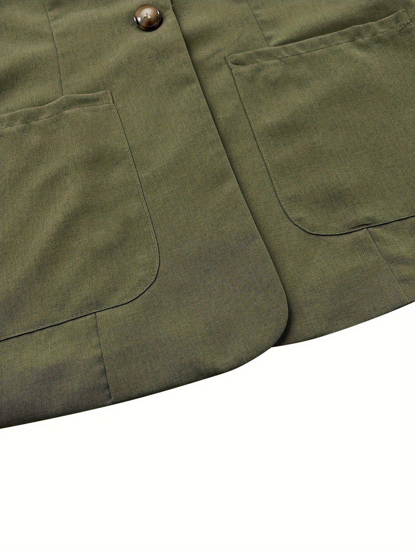 Women's Solid Color Polyester Blazer with Pockets for Fall Casual