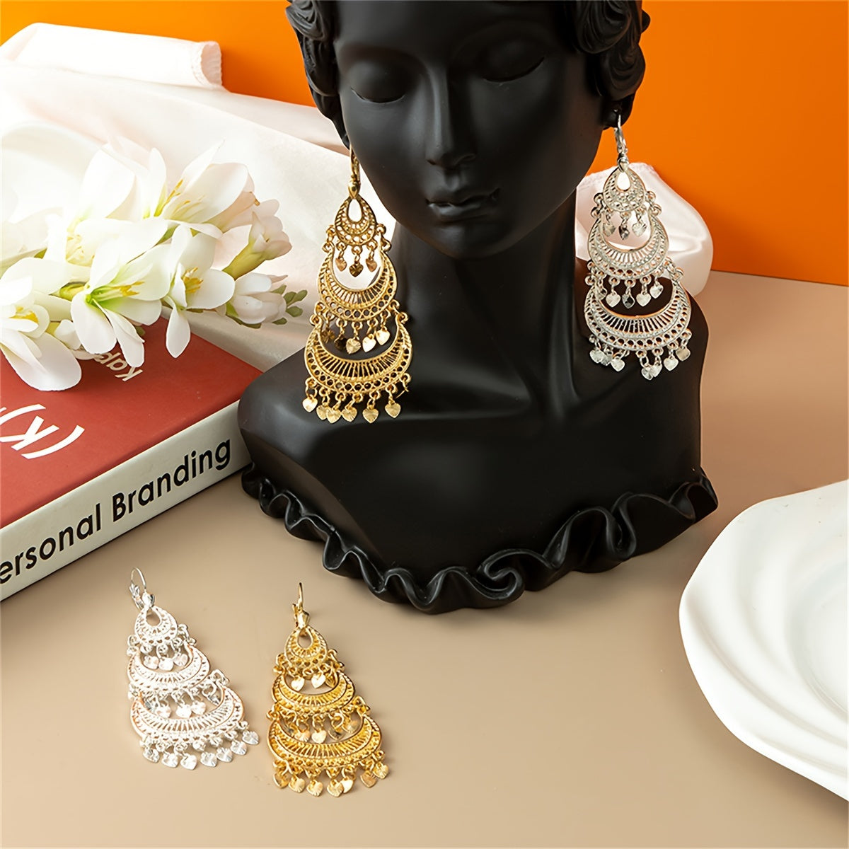 Vintage Arabic Style Lady Moon Bay Droplet Earrings for Weddings and Elegant Events