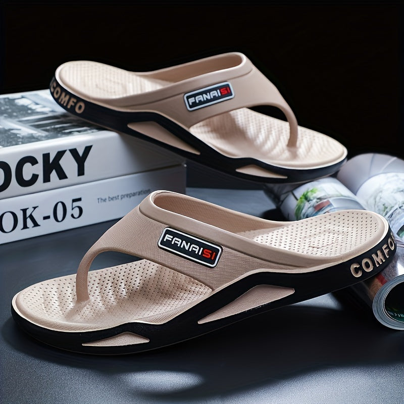 Ayollar uchun bej PANAI flip-floplar: Qulay yoga slaydlar, sirpanmaydigan taglik, zamonaviy harf bosma - yozda ichki va tashqi foydalanish uchun mukammal.