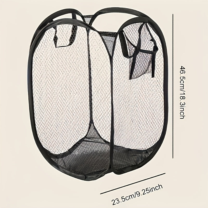 Foldable Mesh Laundry Basket with Handles Lightweight Durable Fabric for Bathroom Bedroom Laundry Room