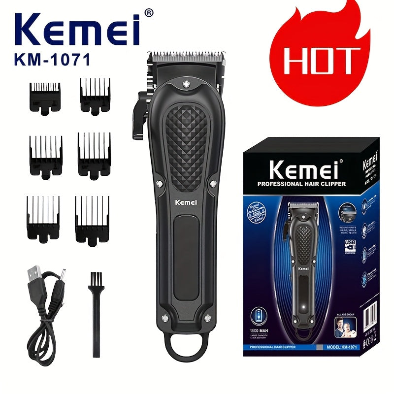 Electric Hair Clipper with LCD Display USB Rechargeable Comb Attachments for Home Salon Use