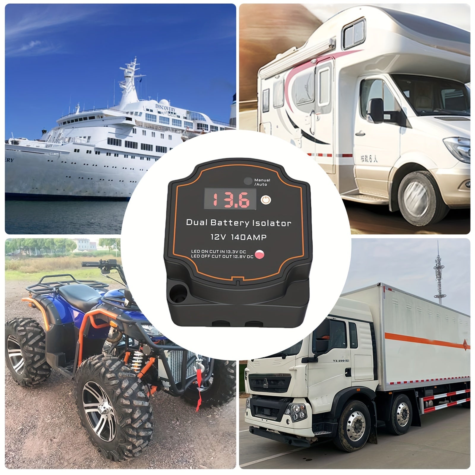 Universal 12V Ikki Batareya Izolyatori va Kuchlanish Ko'rsatkichi uchun ATV va Qayiqlarga