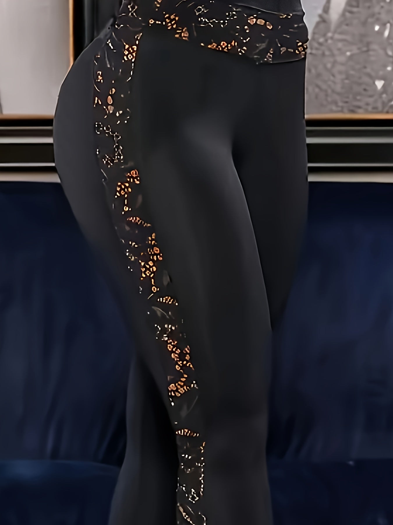 Plus Size Women's High-Waist Stretch Pants Black Casual