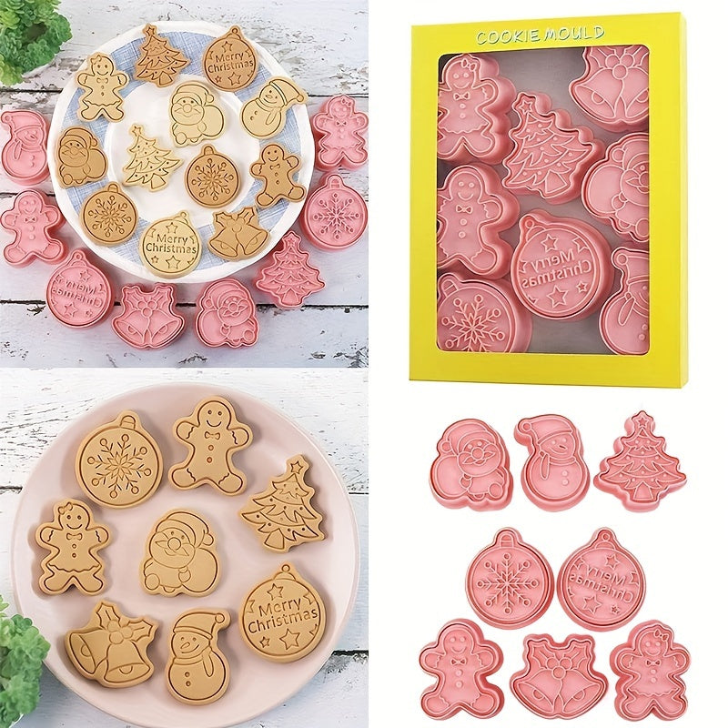 Set of 8 Christmas Cookie Cutters for Holiday Baking and Decorating