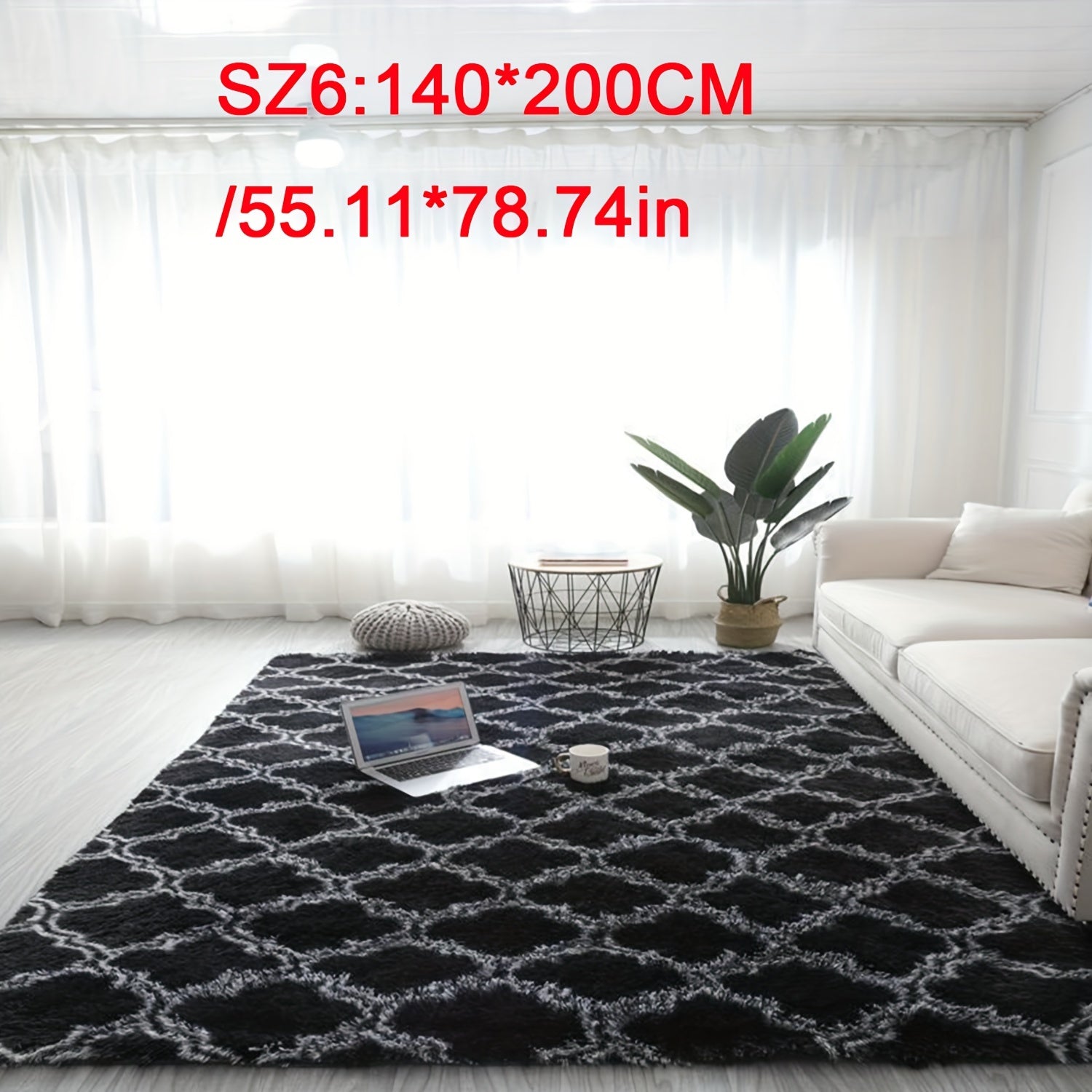 Yashash xonasi va yotoqxona uchun tekislangan nordik uslubdagi shpatli gilam, pol matosi, gilam