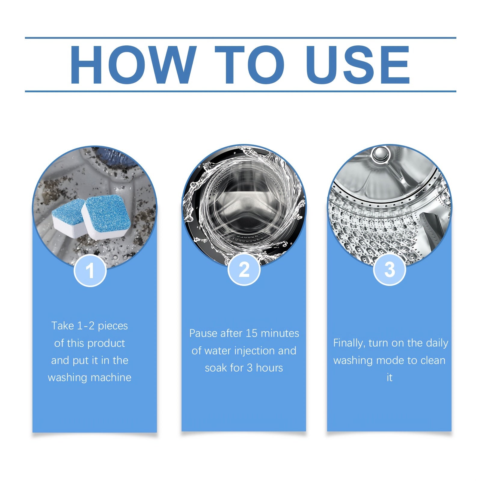 4 ta to'plamdagi kir yuvish mashinasi tozalash tabletkalari, ifloslik va hidni yo'q qilish uchun