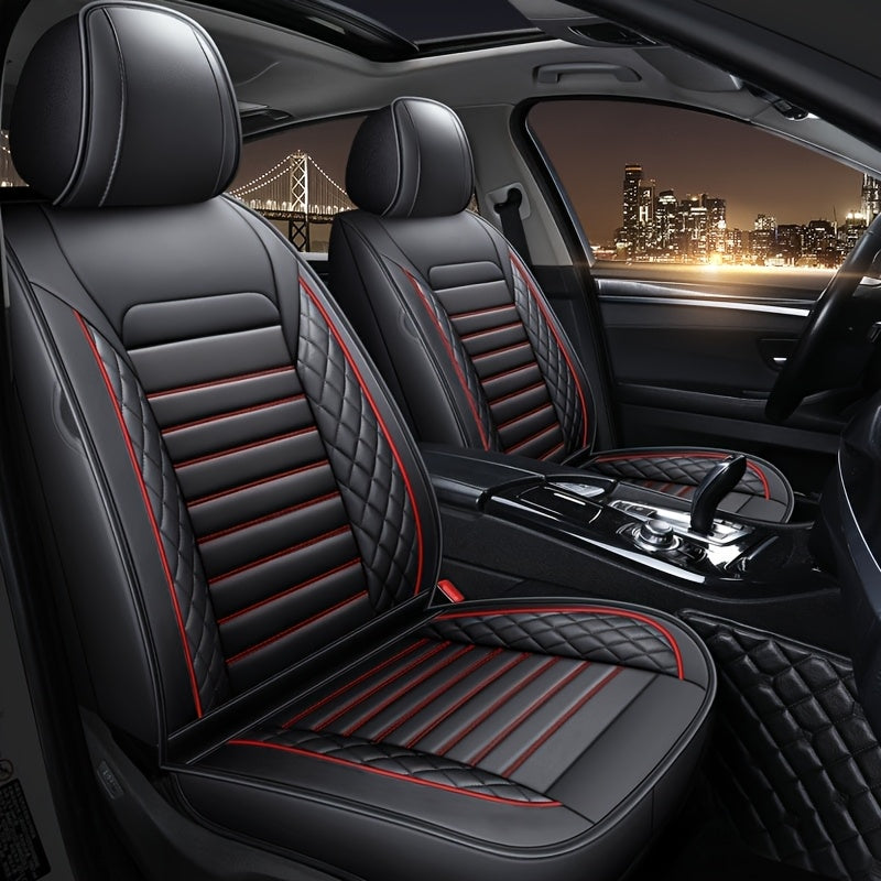 Роскошный набор чехлов для автомобильных сидений на 5 мест из искусственной кожи, универсальная посадка для седанов и внедорожников