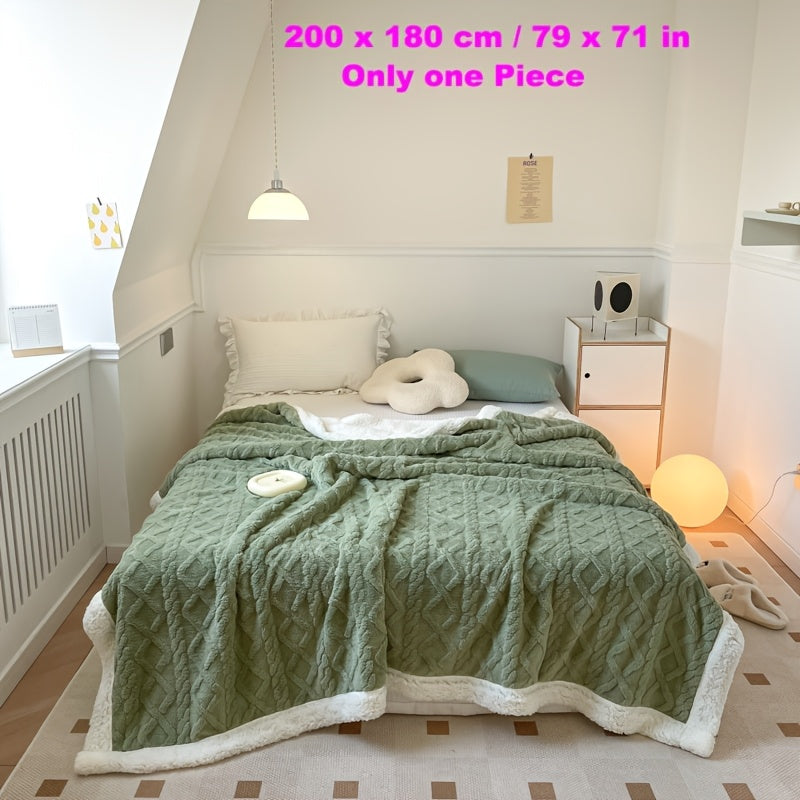 Manta de microfibra de champagne de lujo con patrón de diamantes 3D para uso en todas las estaciones