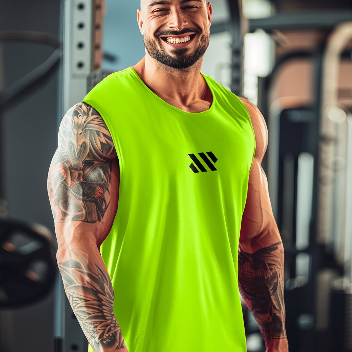 Men's Sleeveless Tank Top with Stripe Pattern Quick Dry Summer Fitness Outdoor Running