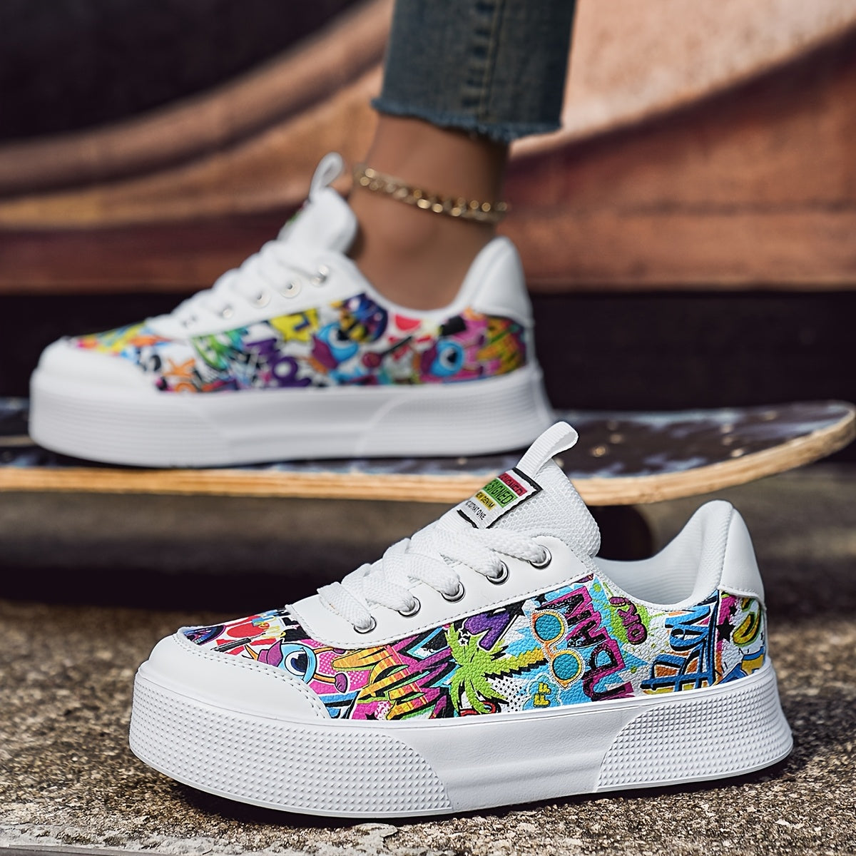 Unisex Casual Sneakers with Vibrant Cartoon Print Soft EVA Sole