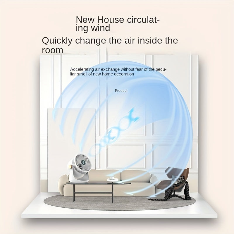 Rechargeable Smart Home Fan with USB, Desktop and Wall Mount, Indoor Outdoor