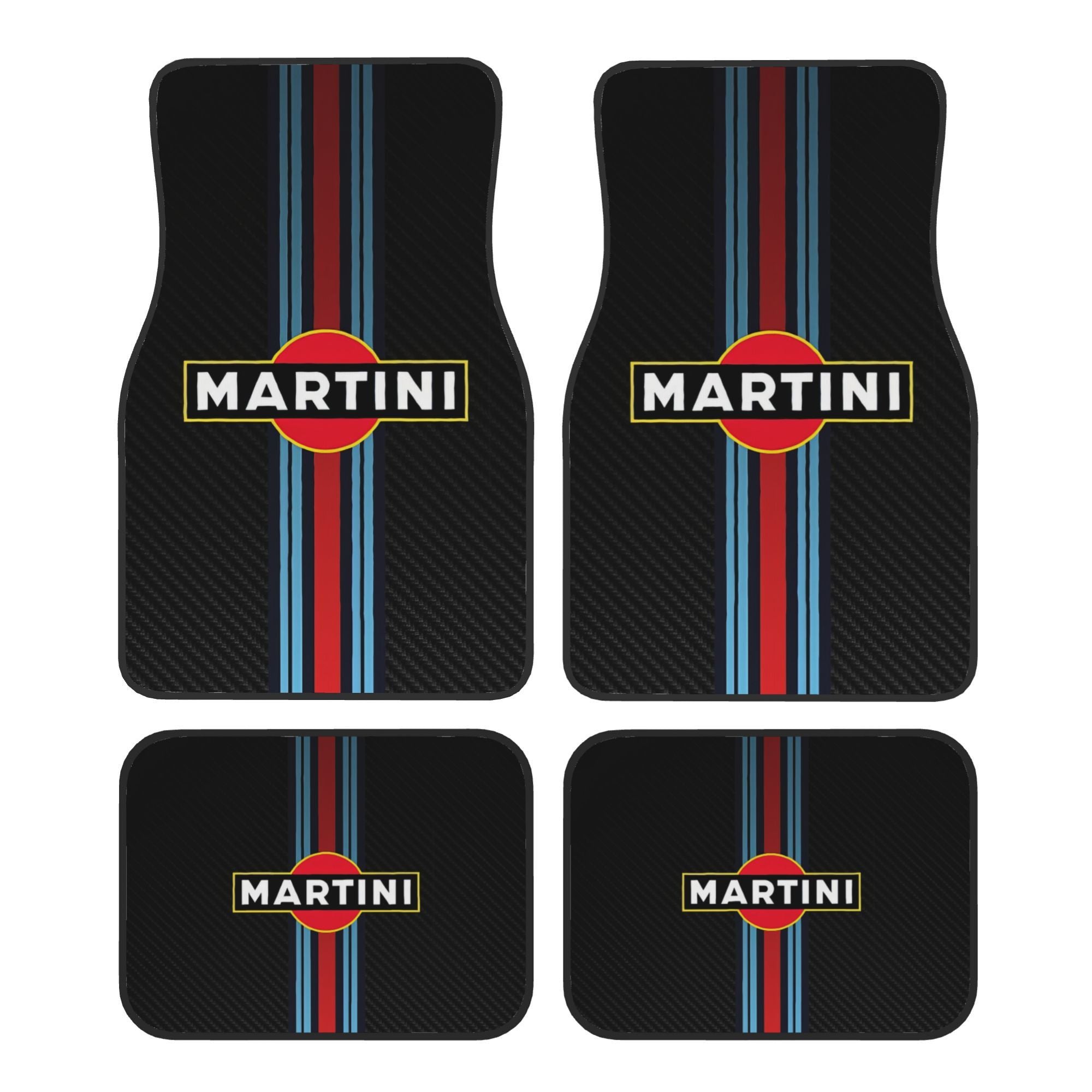 Car Floor Mats Polyester Fiber Racing Stripes Set for Vehicles