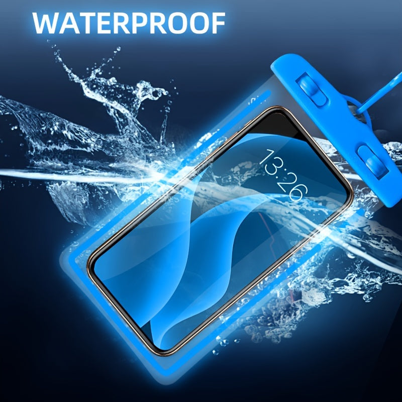 Set of 2 Waterproof Phone Bags for Outdoor Activities Pink and Blue Rainproof Touch Screen Compatible