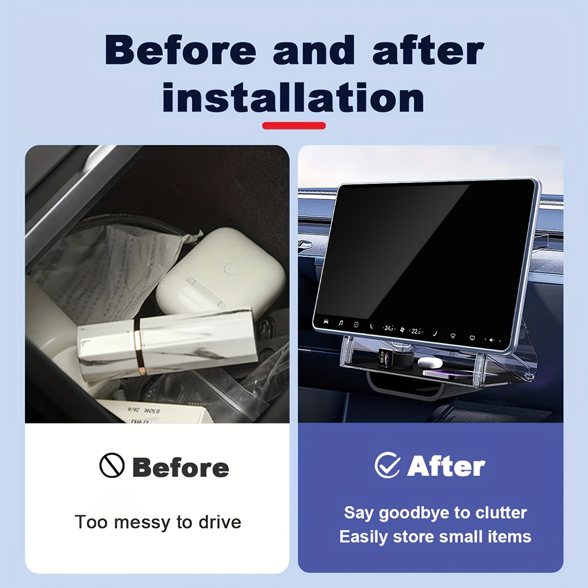 Car Interior Under-Screen Storage Box for Tesla Model Y and 3 Center Console Organizer
