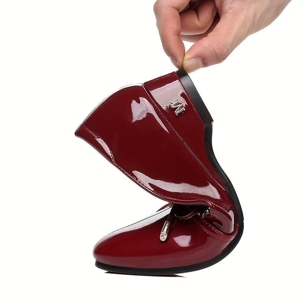 Women's Wine Red Casual Shoes with Low Thick Heels Wedges for Women 35-60