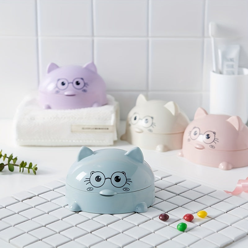 Nordic-Style Plastic Soap Dish with Lid for Bathroom Essentials Drainable Holder