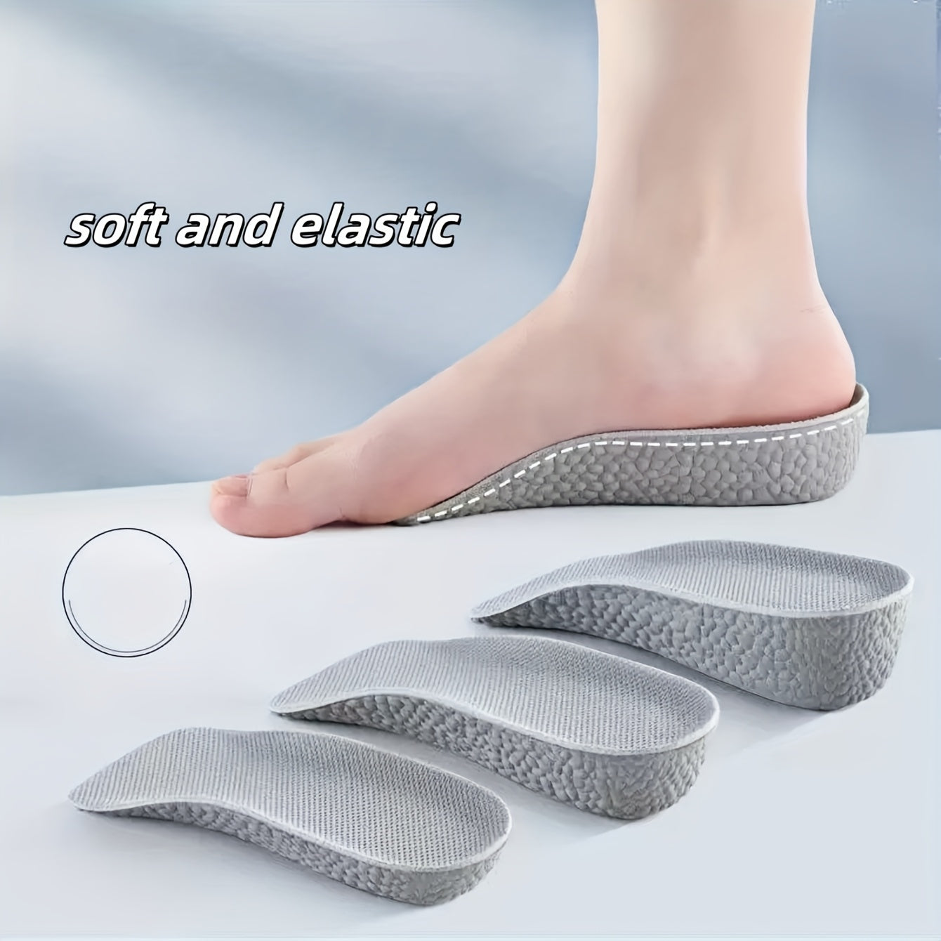 Unisex Memory Foam Height-Increasing Insoles with Arch Support and Shock Absorption