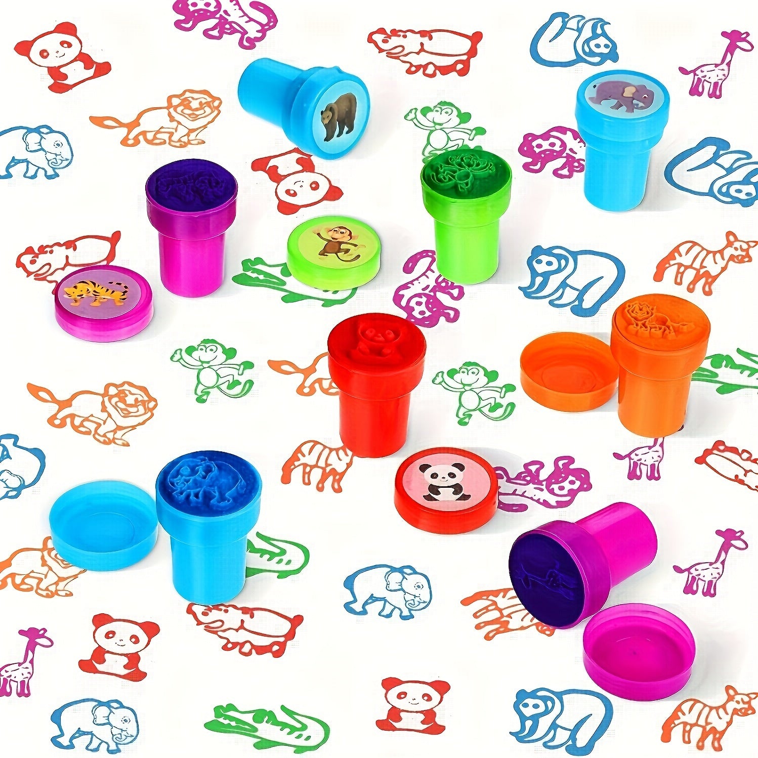 Sellos de animales variados para profesores, con tinta automática, paquete de 26, multicolor